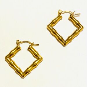 Elegant Gold-Plated Stainless Steel Hoop Earrings #24